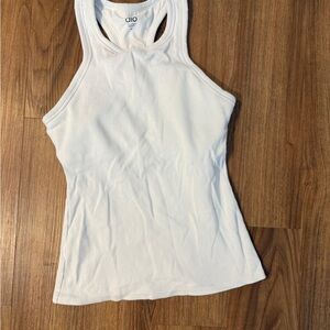 ALO Yoga Ribbed White Tank Top (built in shelf bra with removable pads)